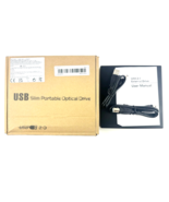 USB Slim Portable Optical Drive CD DVD w USB Power &amp; USB Computer Port N... - £8.70 GBP
