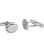 Sterling Silver Oval Engravable Rope Border Cufflinks - $309.00