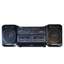 Vintage SHARP WF-A500 Black Boombox Dual Tape Deck EQ X-BASS Tested &amp; Working - £62.56 GBP