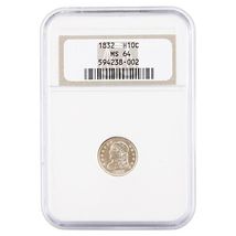 1832 H10C Half Dime Graded by NGC as MS64 Old Holder Key Date - $3,959.51
