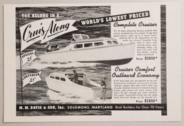 1949 Print Ad Cruis Along Cruiser & Outboard Boats M.M. Davis & Son Solomons,MD - $10.78