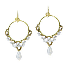 Elegant Belle Princess Clear Crystal Teardrop Dangle Brass Earrings - £11.41 GBP