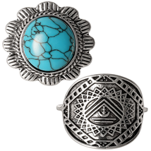 Jessica Simpson Faux Turquoise Stone Ring Set, Set of 2 - £17.34 GBP