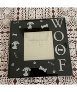 Black Dog Themed Photo Frame 6&quot; Easel Back Holds One Photo 3&quot; x 3&quot; WOOF ... - £9.93 GBP