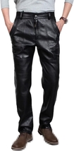 Men&#39;s Large Size Genuine Leather Motorcycle Pants ,Autumn/Winter Straight Trouse - £155.87 GBP