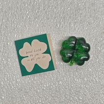 Global Village Glass Studios Green Shamrock 4 Leaf Clover Figurine  - $34.59 CAD
