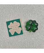 Global Village Glass Studios Green Shamrock 4 Leaf Clover Figurine  - $34.71 CAD