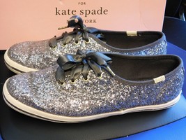 Keds for Kate Spade Silver Glitter Tennis Shoes Women&#39;s 7 - £16.87 GBP