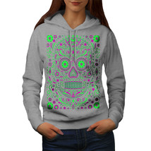 Wellcoda Skull Acid Art Womens Hoodie, Zombie Casual Hooded Sweatshirt - £29.06 GBP