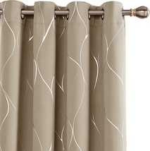 Deconovo Foil Wave Printed Thermal Insulated Blackout Curtains, Grommet Room - £47.95 GBP