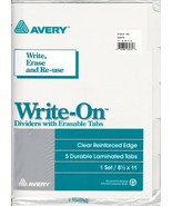 Avery Write-On Dividers with Erasable Laminated Tabs, Letter, 1 set of 5... - $3.99