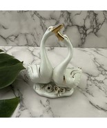 Capodimonte Vintage Made in Italy Swan Birds Figurine White Gold Ceramic - $26.72