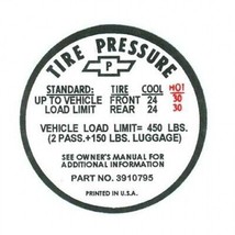 1967 Corvette Decal Glove Box Door Tire Air Pressure - $19.75