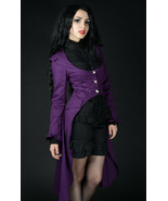 Purple Victorian Gothic Corset Back Jacket Long Flared Flowing Steampunk... - £57.17 GBP