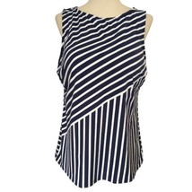 Lands End Swimsuit Tankini Top 14P UPF High Neck Striped Modest Built In Bra  - £21.35 GBP