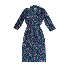 JT Dress Vintage 90&#39;s USA Made Women&#39;s Size  10 Black Floral Multi Wrap ... - $23.38