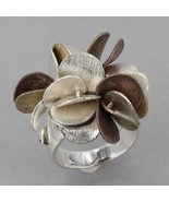 Retired Silpada Sterling Brass Copper Brushed Petals Cha-Cha Ring R1978 ... - £31.33 GBP