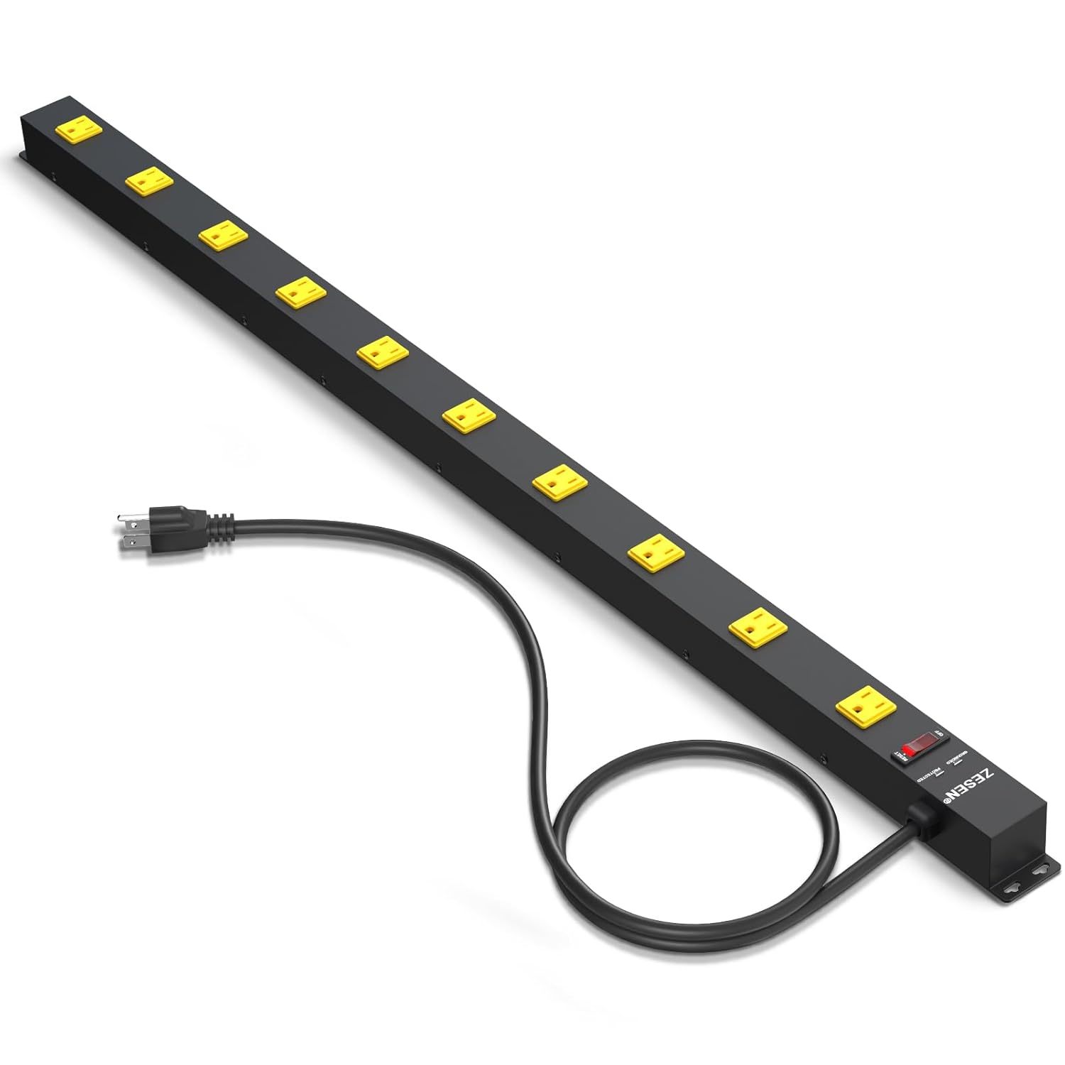 10 Outlet Heavy Duty Long Power Strip Surge Protector With 4Ft Cord For Garage W