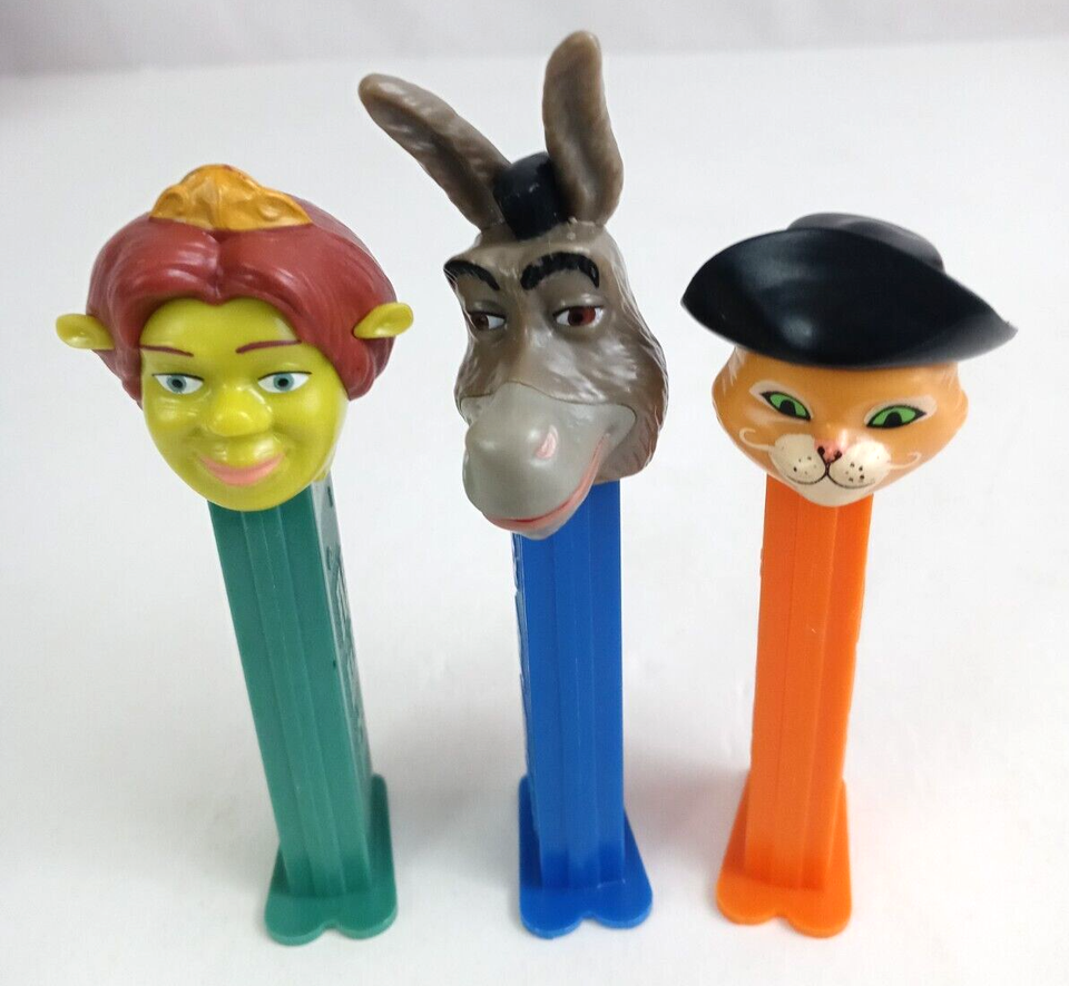 Lot of 3 DreamWorks Shrek Pez Dispensers Puss In Boots, Fiona, &amp; Donkey - $9.89