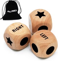 3pcs Left Right Center Game Dice 1 inch Beech Wood Dices with Drawstring Bag 3 p - £14.80 GBP
