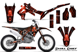 HONDA CRF 450 CRF450 2013-2015 GRAPHICS KIT CREATORX DECALS SKULL CHIEF RED - £140.18 GBP