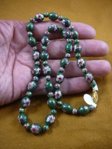 (v246-1) Hunter green pink Cloisonne beaded Beads bead Necklace fashion JEWELRY - £55.17 GBP