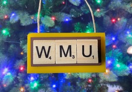 WMU Western Michigan University Broncos Christmas Ornament Scrabble Tiles - £7.86 GBP