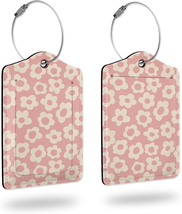 Luggage Tags for Suitcases,2 Pack Abstract Pink Flower Luggage Tag,Leather Stain - £12.75 GBP