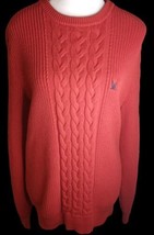 Nautica Cardigan S Blue Sail Cable Knit Sweater Red Cotton - £10.91 GBP