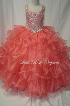 NEW Little Rosie Girls Glitz Long Pageant Dress LR2008 Neon Coral 12 $55... - $420.40