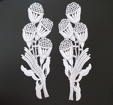 1 pr Flower White Venice Crochet Lace Patch Neckline Collar Motif Appliq... - £5.46 GBP