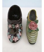 Victorian Collectible Hand Painted Ceramic Victorian Shoe Lot of (2) - $16.00
