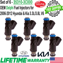 OEM Delphi x6 Fuel Injectors For 2006-2012 Hyundai Kia 3.3L 3.8L V6 #35310-3C000 - £51.76 GBP