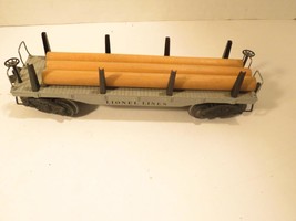 LIONEL POST-WAR 2411 DIECAST FLAT CAR W/LOGS  - 0/027 - EXC. BOXED - B18 - $18.05