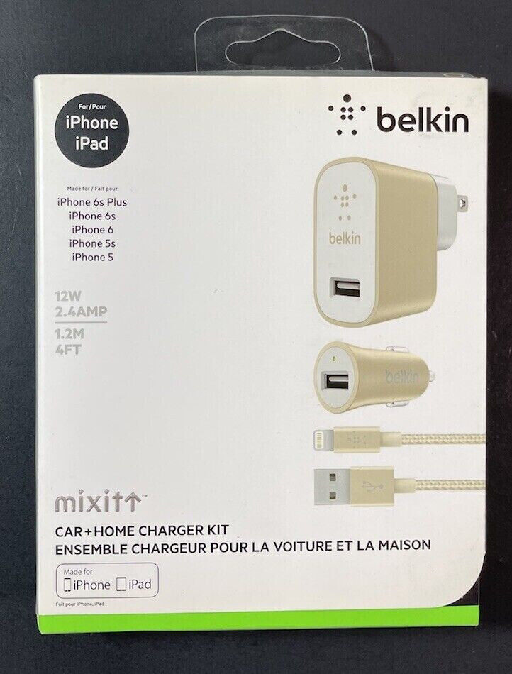 Belkin MIXIT UP Car plus Home Lightning Charger Kit GOLD MFi-Certified - $39.59