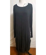 Betabrand Black Sweatshirt Travel Dress Silk Blend Knee Length Size Large  - €19,29 EUR