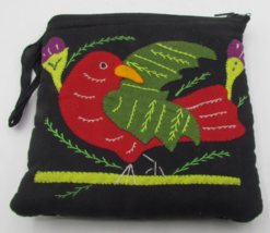 Vintage Quilted Bird Design 5.5X7&quot; Purse Bag with zipper Hand Made Arts ... - $130.20 MXN