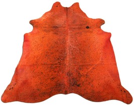 Orange Cowhide Rug Size: 8 3/4&#39; X 7 1/4&#39; Orange Acid Washed Cowhide Rug C-1165 - £276.18 GBP