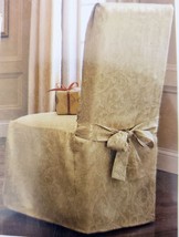 Gold Armless Dining Room Chair Cover - Fits Chairs Up To 42&quot; Tall - £39.53 GBP