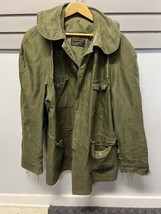 Vintage US Military Army Jacket w Hood OG-107 LARGE LONG field coat Vietnam od - $85.00