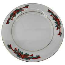 4 Tienshan Fairfield Poinsettia &amp; Ribbon Christmas Holiday Salad luncheon plate - $9.40