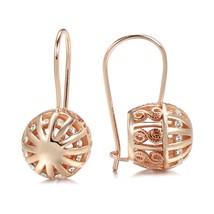 New Trend 585 Rose Gold Bridal Earrings For Women Unusual Hollow Flower Ball Dro - £10.40 GBP