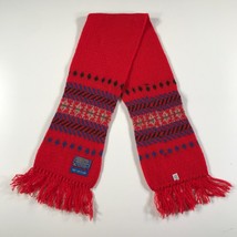Vintage Pendleton Scarf Shetland Wool Red Blue Black Striped Fair Isle Nordic - £29.20 GBP