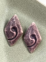 Large Mottled Purple Plastic Trapezoid w Center Swirl Post Earrings for Pierced - £9.02 GBP