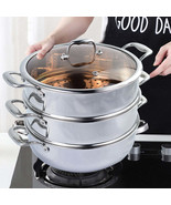 SOGA 3 Tier 30cm Heavy Duty Stainless Steel Food Steamer Vegetable Pot S... - $171.50