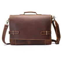 Crazy horse Genuine leather briefcase Vintage 14 inch Laptop Messenger bag - £200.25 GBP