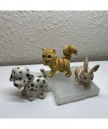Vintage Lot Of 3 Tiny FUZZY/FLOCKED ANIMALS Puppy Kitty &amp; Bunny - $8.09 CAD