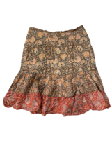 KUHL Cotton Floral Print Ruffle Skirt Brown/Orange/Blue Womens Size 8 - $19.19