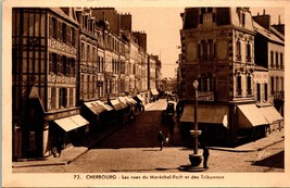 Vtg Postcard 1920s Cherbourg France - Streets of Marechal-Foch and Tribunoux - £5.02 GBP