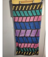 Vintage Geometric Stripes Beach Towel Purple Blue Yellow Black Green 54&quot;... - £17.74 GBP